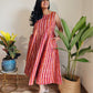 Block Print Striped Cotton Dress for Women