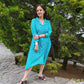 Darzaania blue cotton dress for women