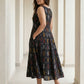 Darzaania Ikat cotton Dresses for women in black color
