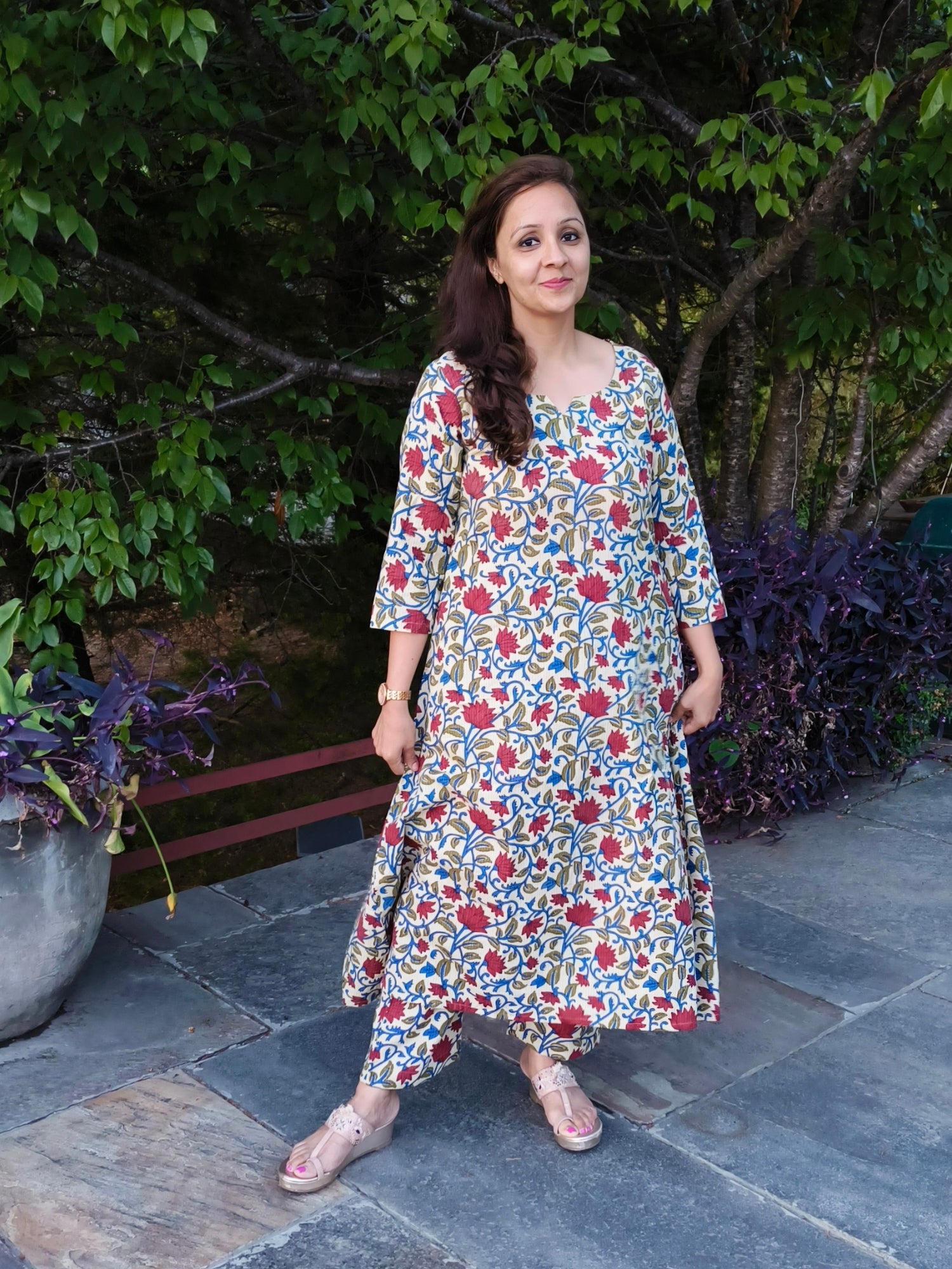 Kantha Work Cotton Kurta Set for Women