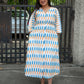 Ivory white ikat cotton midi dress