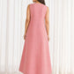 Back view of Urban Peach Flow Dress in peach handloom cotton, full length elegant maxi fit.