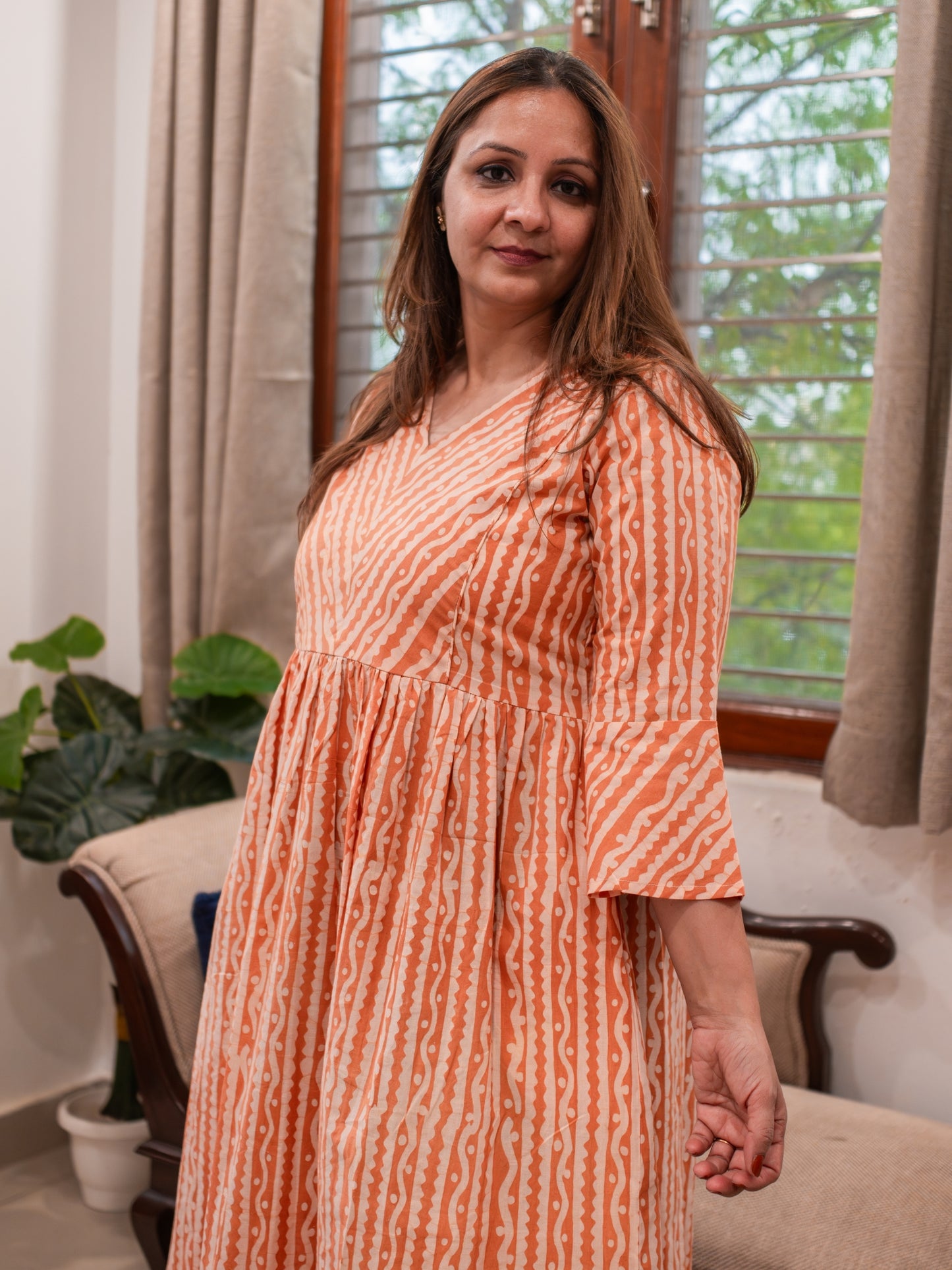 Neroli Batik Work Handblocked Cool Cotton Dress