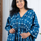 Blue bird print kaftan dress