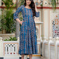 Darzaania Neelaya Ajrakh Work Pure Cotton Dress