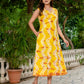 Darzaania Ananya Yellow Midi Dress in Pure Cotton