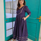 Purple anarkali kurti with churidaar