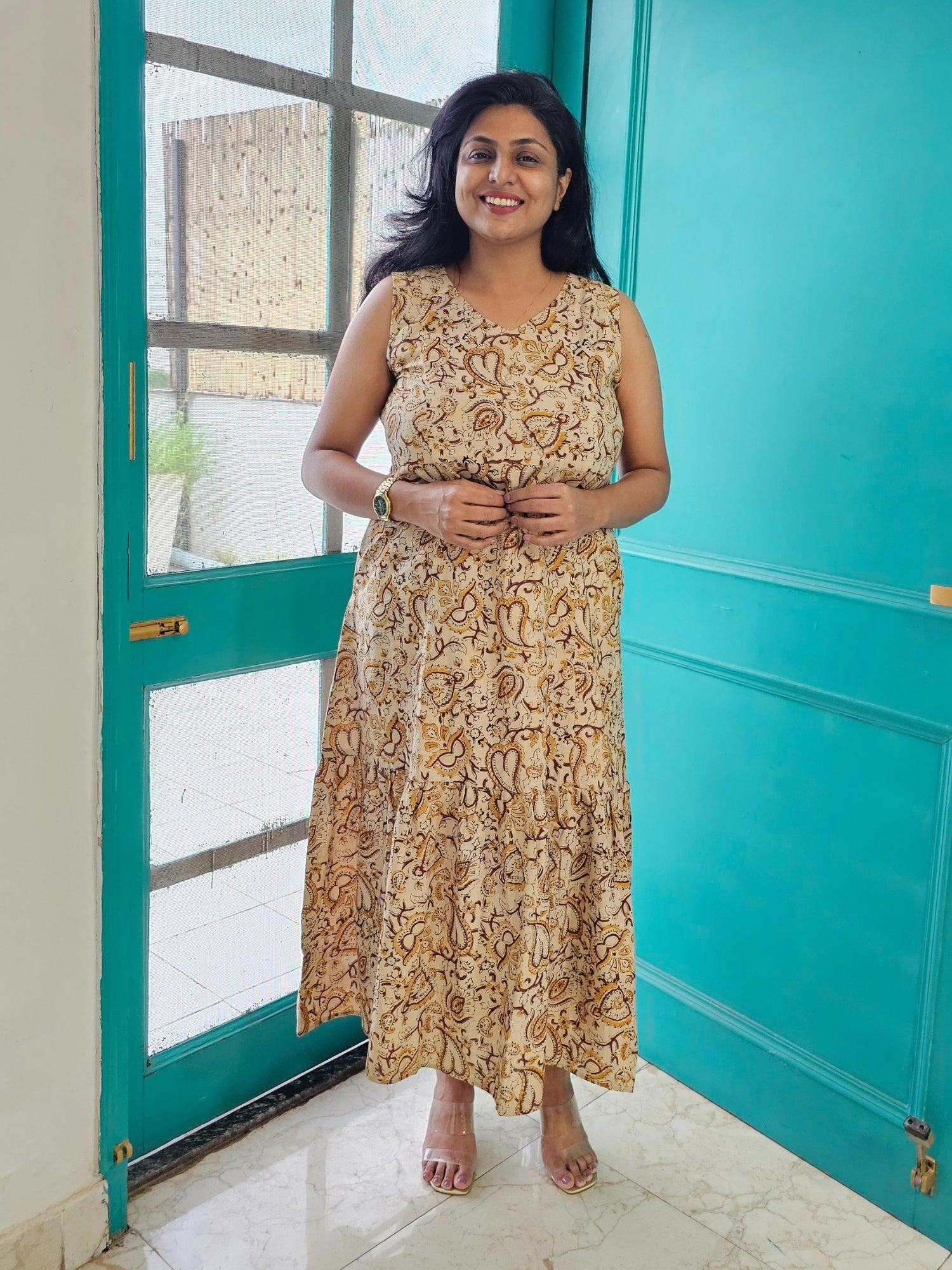 Darzaania Kaya Pure Cotton Kalamkari Long Dress