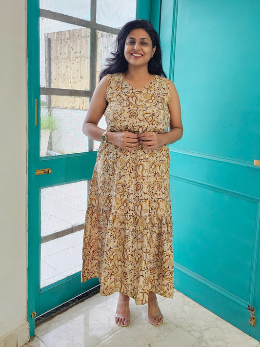 Darzaania Kaya Pure Cotton Kalamkari Long Dress