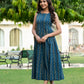 Darzaania Siya Ajrakh Work Cotton Sleeveless Dress