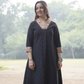 black ikkat cotton kurta