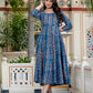 Darzaania Neelaya Ajrakh Work Pure Cotton Dress