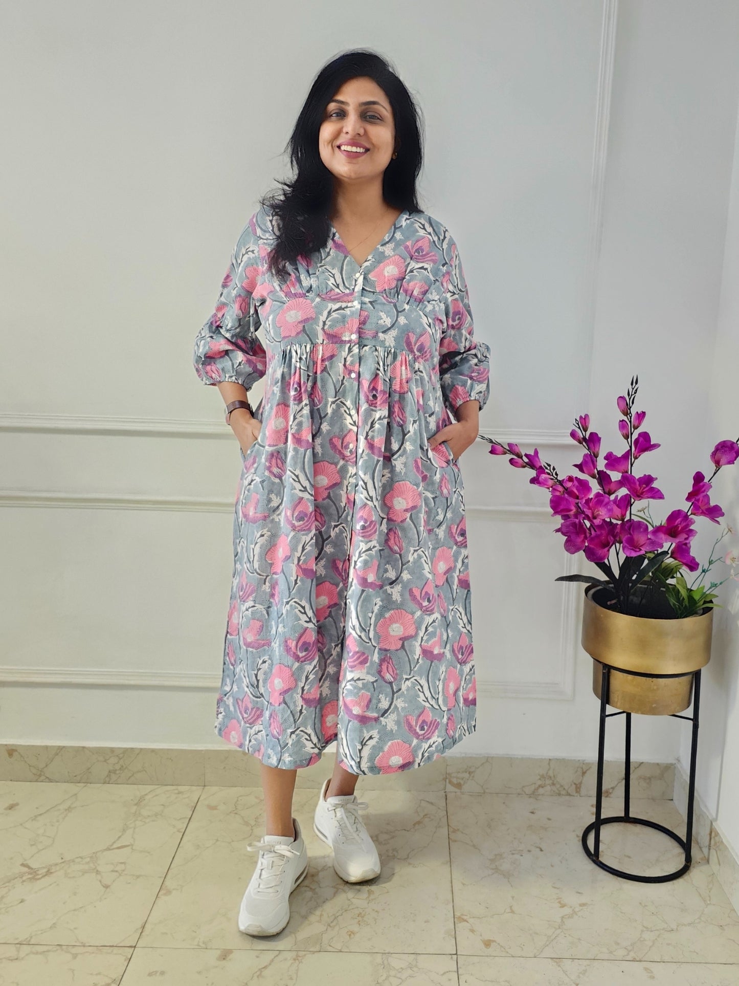 Darzaania Anvika Block Print Cotton Dress