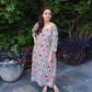Red Rose Floral Handbloced Kurti Set for Women