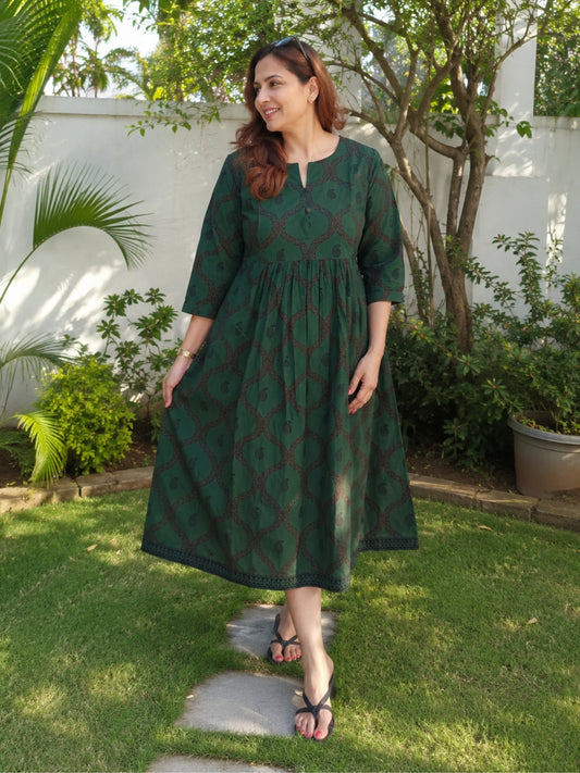 Bagh 'Sufia' Block Print Cotton Dress
