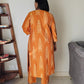 Women's handloom mustard kurta and matching pants set