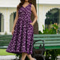 Chic sleeveless purple dress in mercerized ikkat cotton, size-inclusive outfit for coffee dates