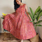 orange stripes cotton dress for women