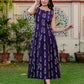 Purple color ikkat cotton plus size dresses for women 