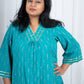Turquoise green cotton kurti with pants for women