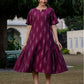 Artisanal wine Ikkat cotton dress with pockets – Darzaania
