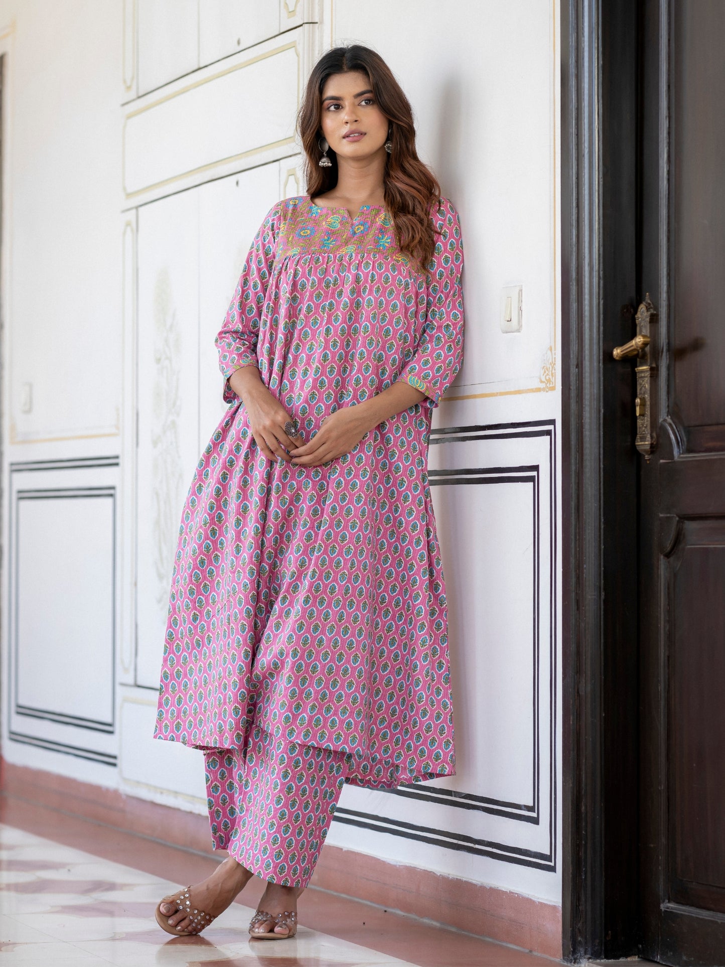 Darzaania Navira Pure Cotton Kurta with Palazzo Pants