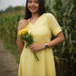 Darzaania Pure Jamdani Yellow Cotton Dress