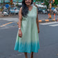 Ombre Print Yellow Green Cotton Midi Dress S to 6XL sizes
