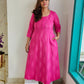 Darzaania Vandita Pink Ikkat Cotton Dress with White Palazzo Pants
