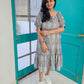 Pure Ikat cotton Grey  color Dress for ladies