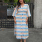 Ivory white ikat cotton midi dress calf length