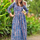 Blue Ajrakh Cotton Kurti with Palazzo pants for women