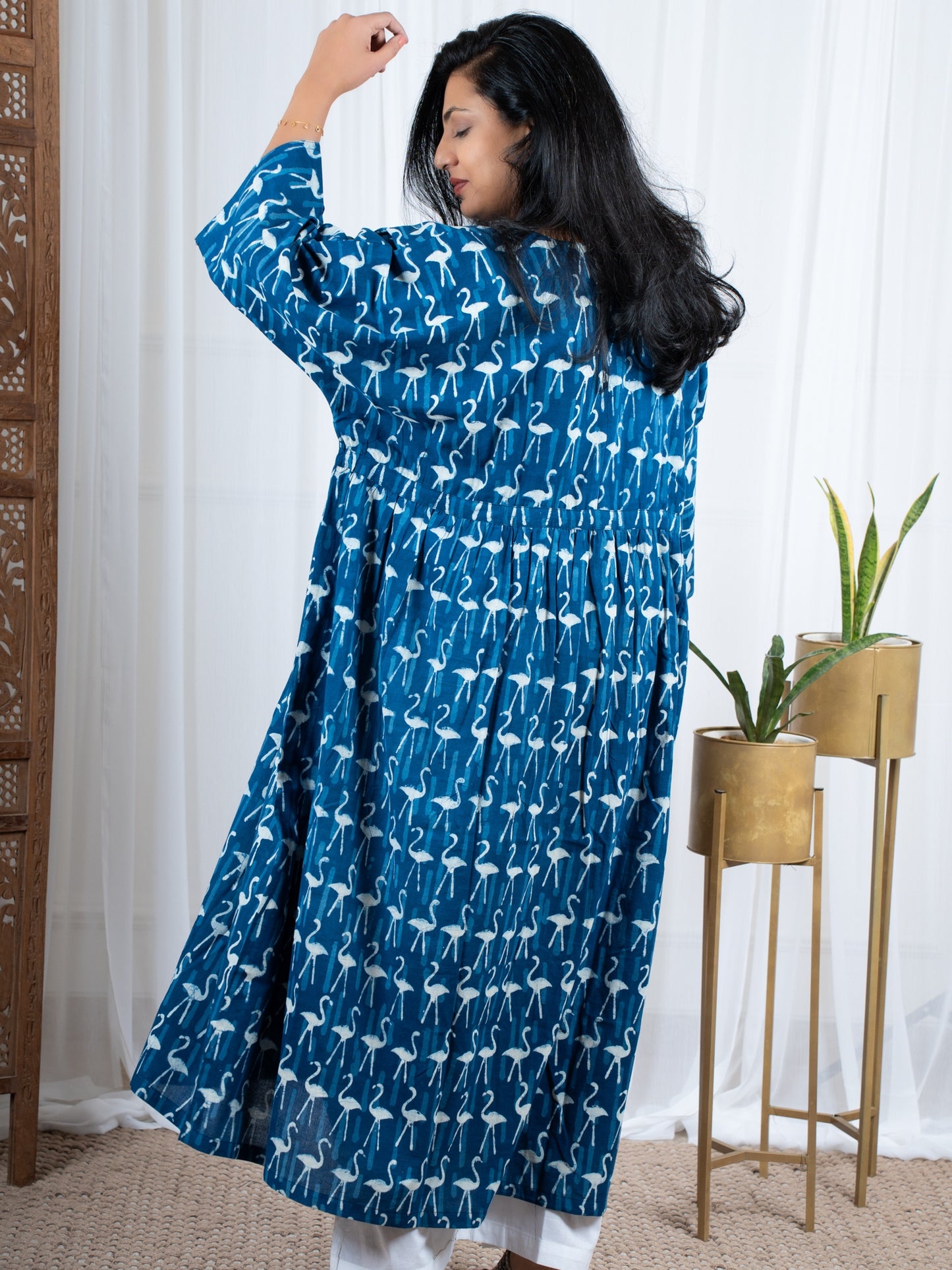 Natural Indigo Kaftan Kurta for women
