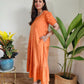 Orange Ikat cotton plus size dresses for women