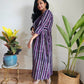 Block printed striped dabu cotton dress online