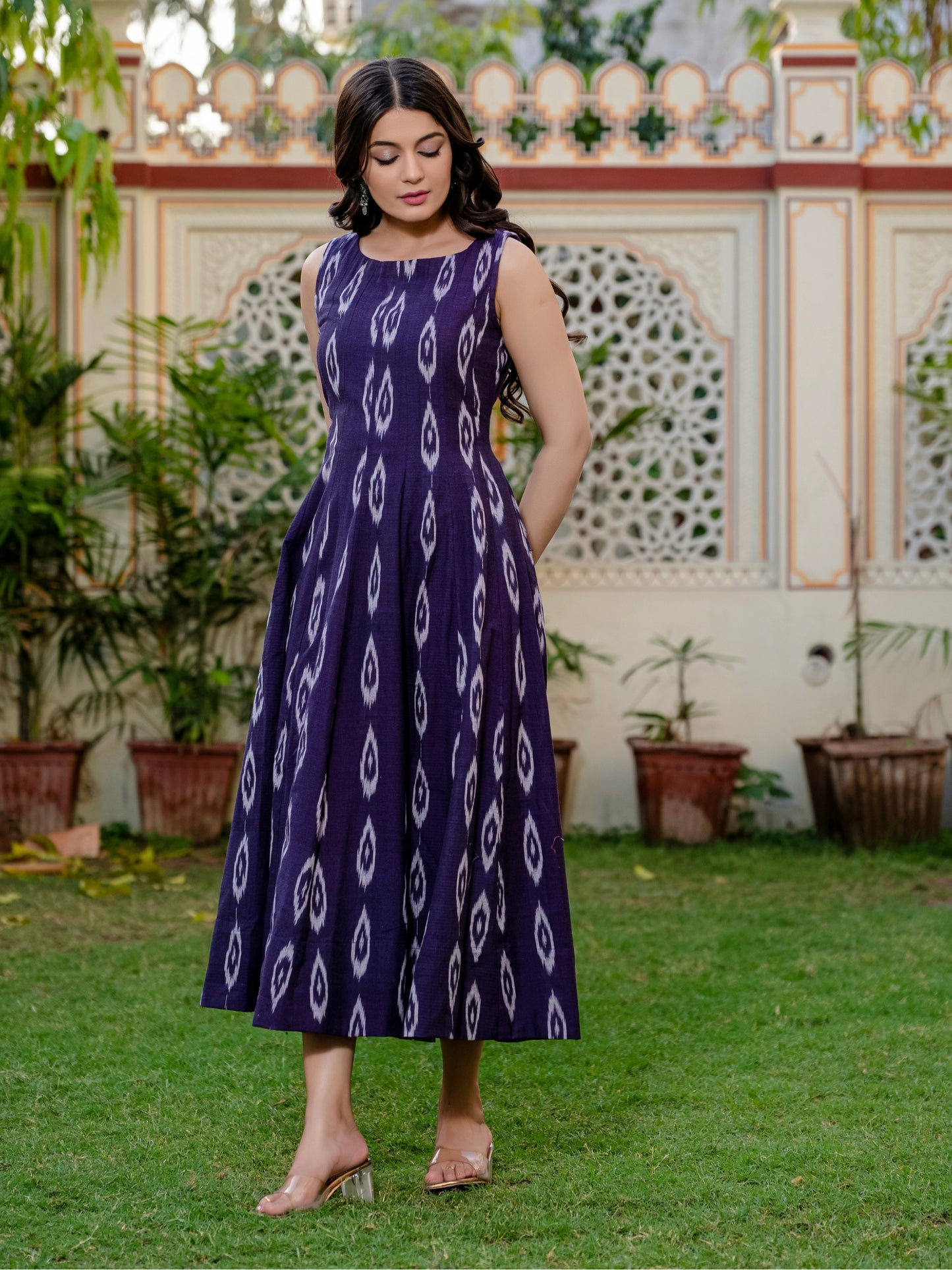 Purple color maxi dress for women