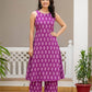 Pure handloom Ikat cotton fabric detail in pink and purple weave
