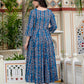 Darzaania Neelaya Ajrakh Work Pure Cotton Dress