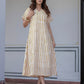 Pure cotton lined handblock stripe midi dress for women by Darzaania lifestyle image