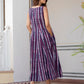 Purple striped block print batik cotton maxi dress for women, elegant handcrafted Indian casual wear with functional pockets, sizes S to 6XL