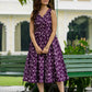 Women’s sleeveless purple ikkat dress, pure cotton with pockets, plus size summer casuals