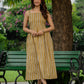 Women’s mustard cotton striped dress, coffee date outfit