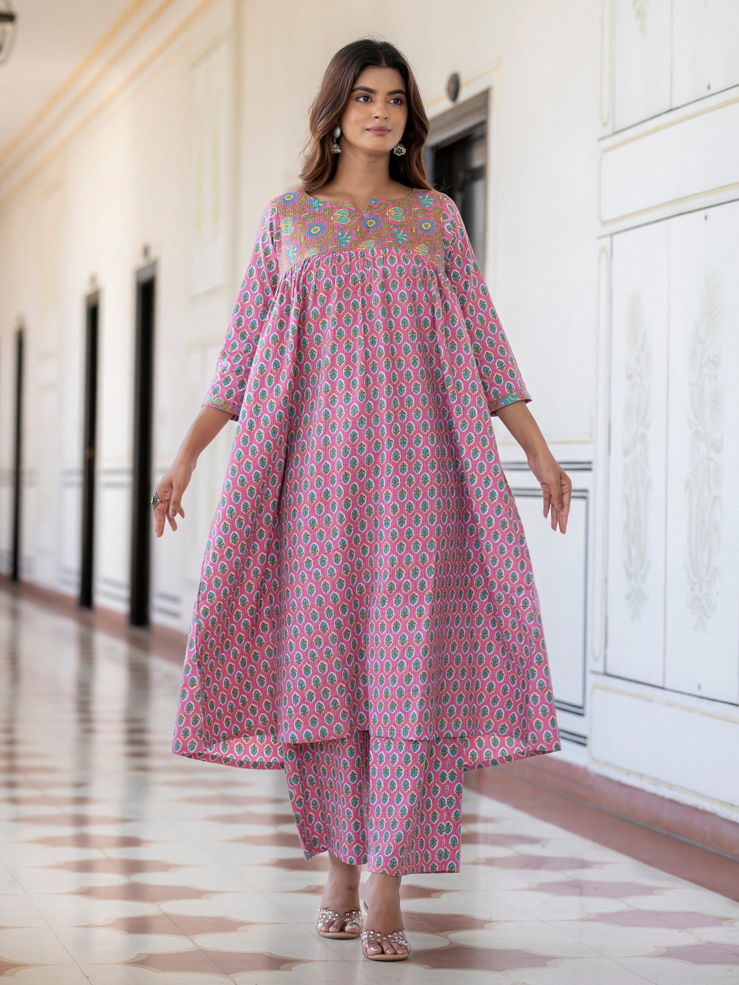 Darzaania Navira Pure Cotton Kurta with Palazzo Pants