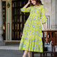 Lime green cotton midi dress Darzaania
