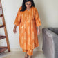 Mustard yellow ikkat cotton co-ord outfit, breathable and chic