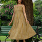 Mustard striped cotton strap dress