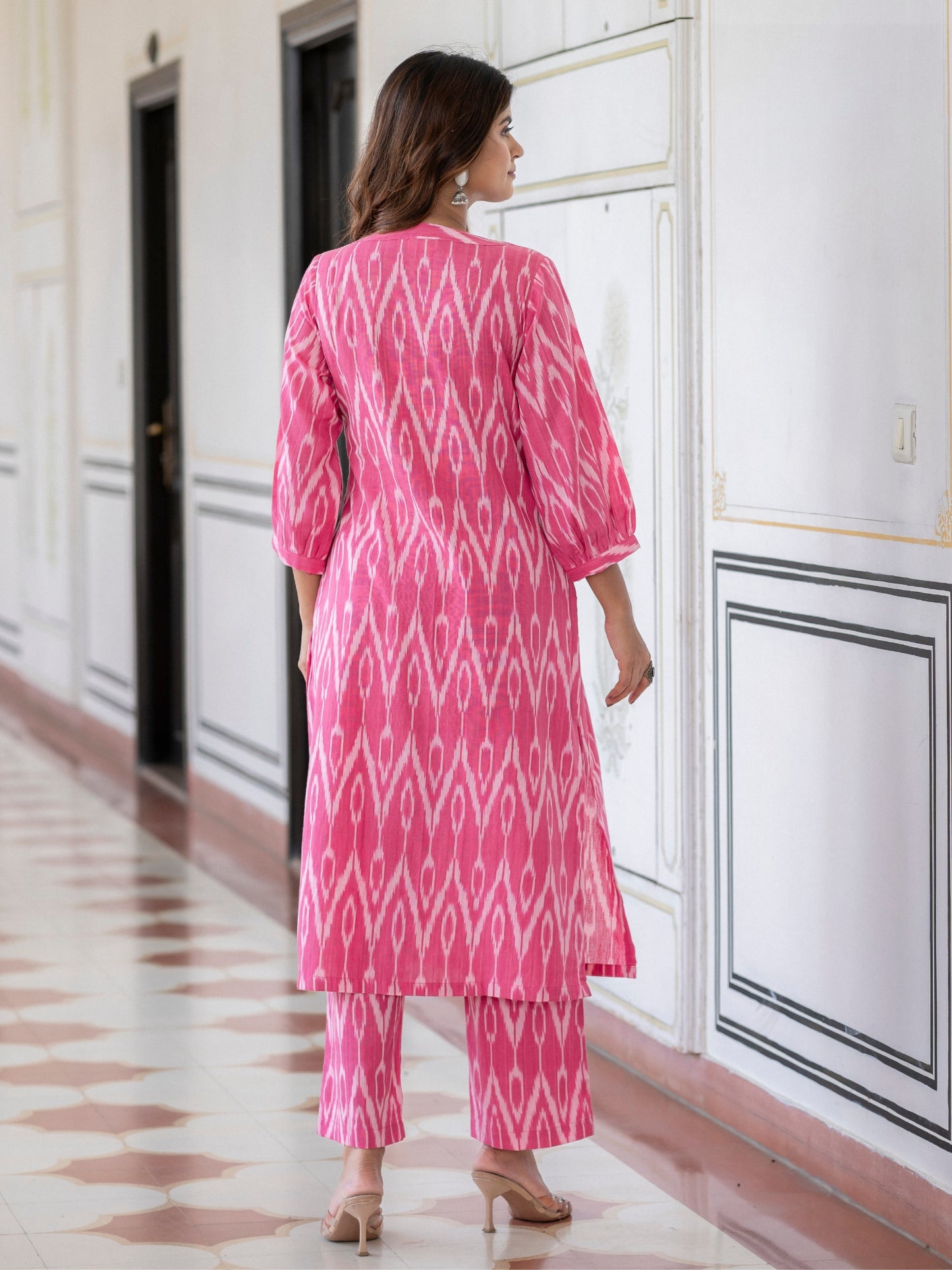 Pink Berry pink Ikat cotton co-ord set back view