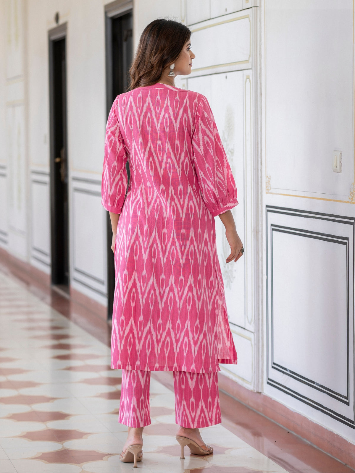 Pink Berry pink Ikat cotton co-ord set back view