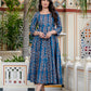 Darzaania Neelaya Ajrakh Work Pure Cotton Dress