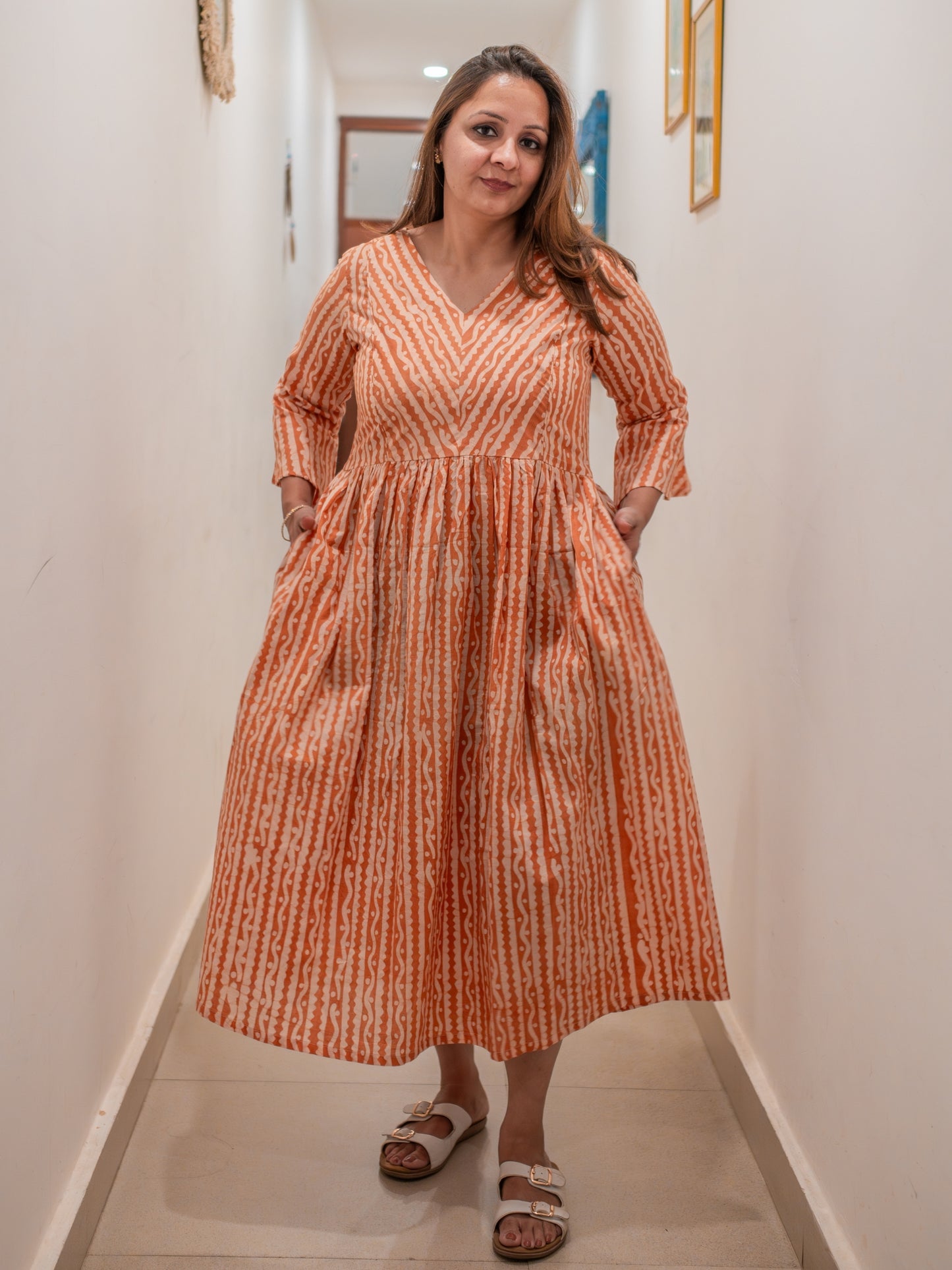 Neroli Batik Work Handblocked Cool Cotton Dress
